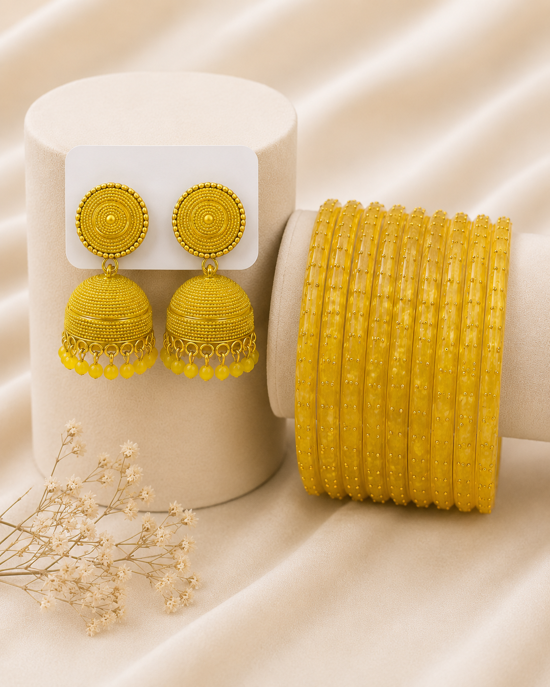 Sunshine Yellow Jhumka & Bangle Set