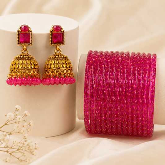 Royal  Jhumka & Bangle combo set