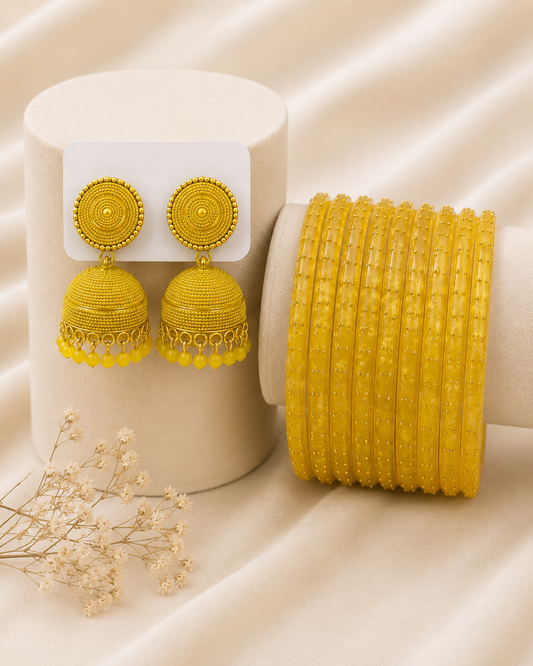 Sunshine Yellow Jhumka & Bangle Set