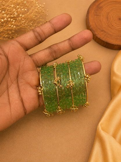 Crystal Cut Latkan Bangles Set