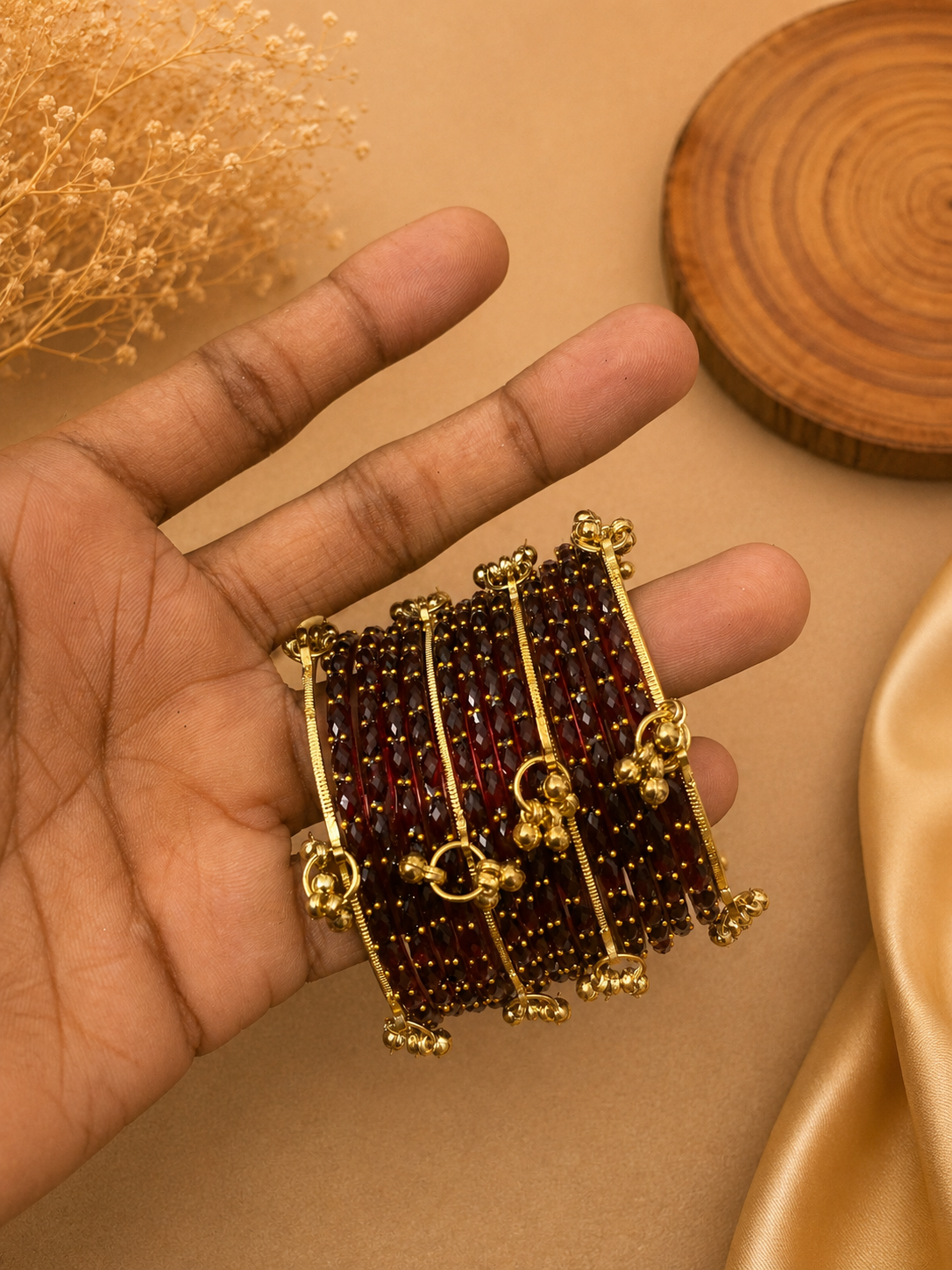 Crystal Cut Latkan Bangles Set