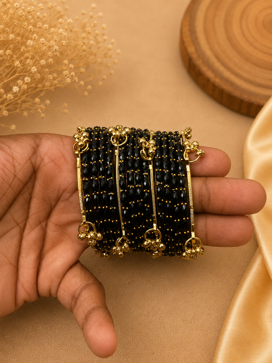 Crystal Cut Latkan Bangles Set