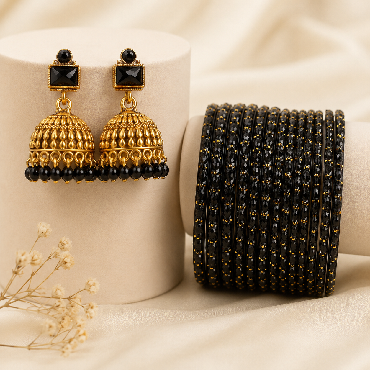 Royal  Jhumka & Bangle combo set