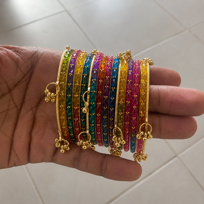 Crystal Cut Latkan Bangles Set