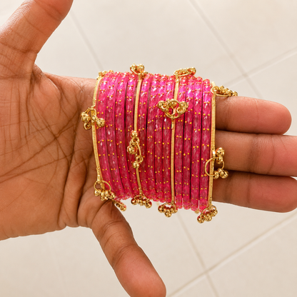 Crystal Cut Latkan Bangles Set